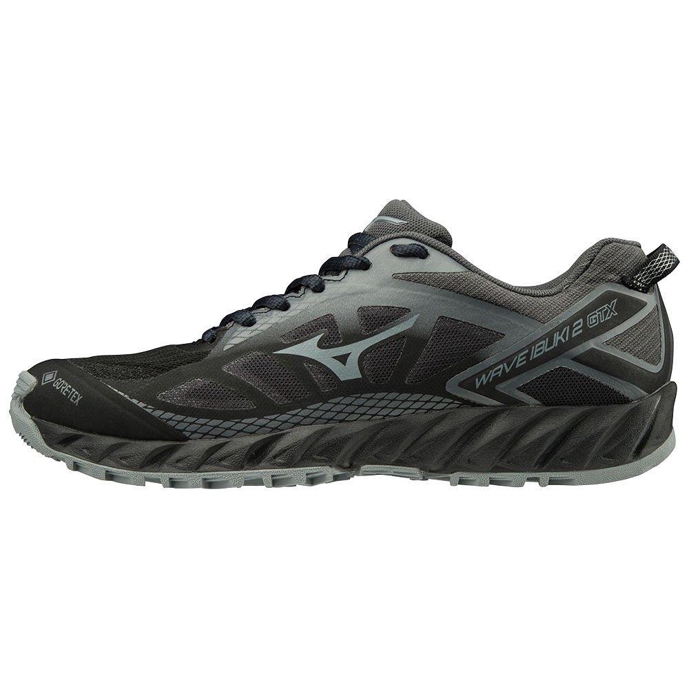 Men's Mizuno Trail Running Shoes Black/Dark Grey WAVE IBUKI 2 GTX Shoes - J1GK195937